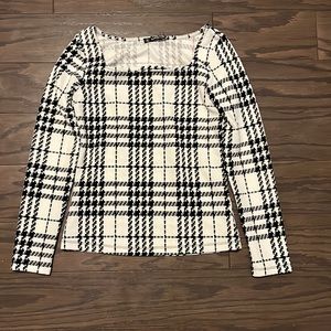 S shein black and white plaid dress shirt